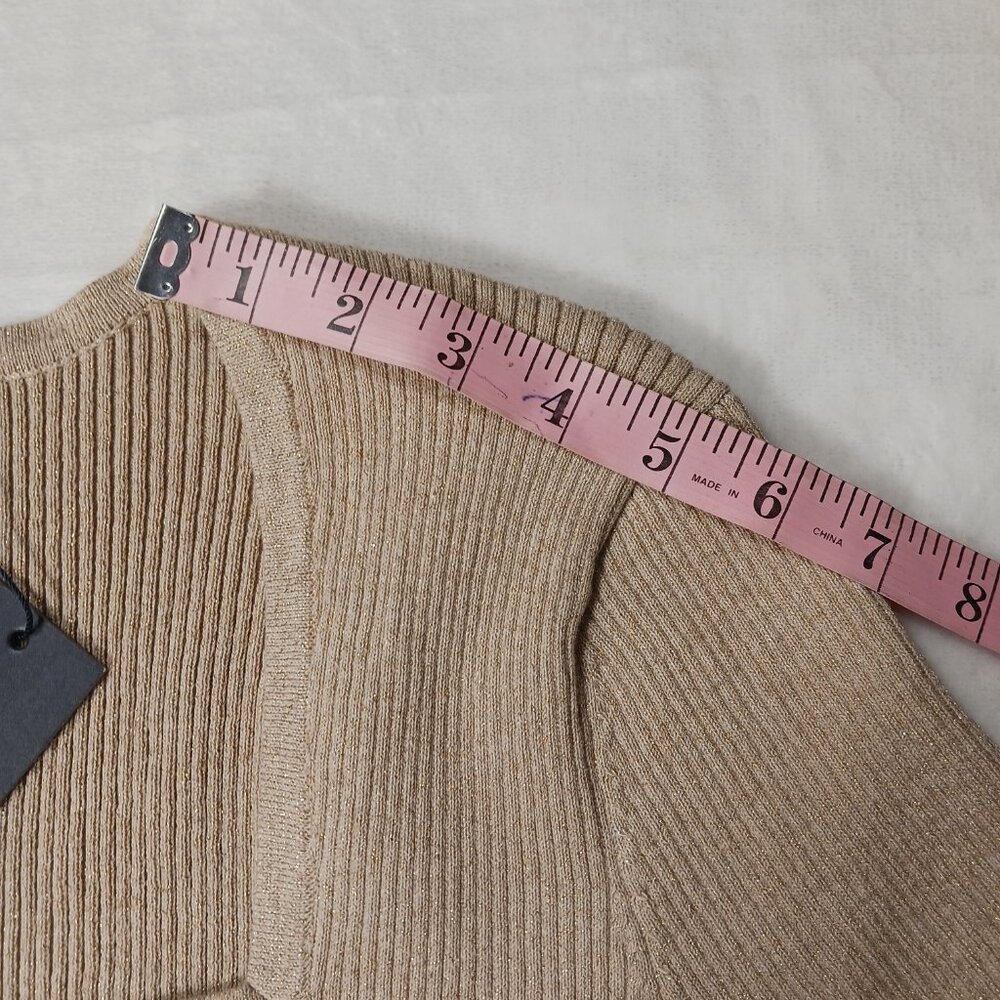 Tommie Hilfiger, NWT, Large, Short Sleeve Sweater, Metallic Gold, Neutral - Picture 12 of 16